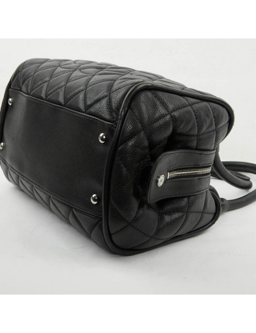 Sac bowling Chanel noir en cuir matelassé