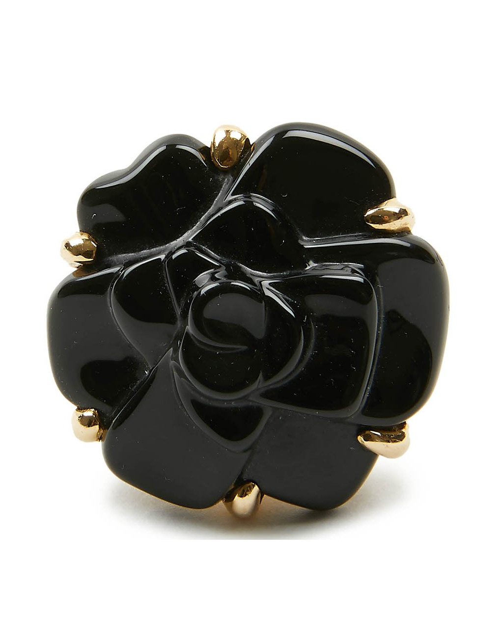 CHANEL bague camélia onyx Or jaune 18 carats