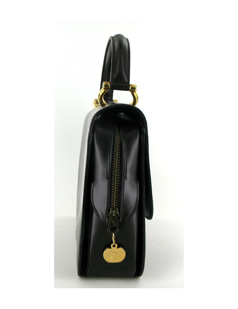 Sac CELINE vintage en cuir marron foncé porté main