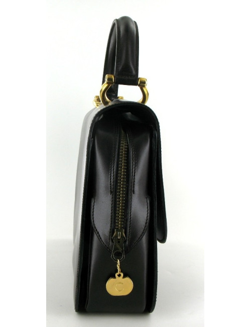 Sac CELINE vintage en cuir marron foncé porté main