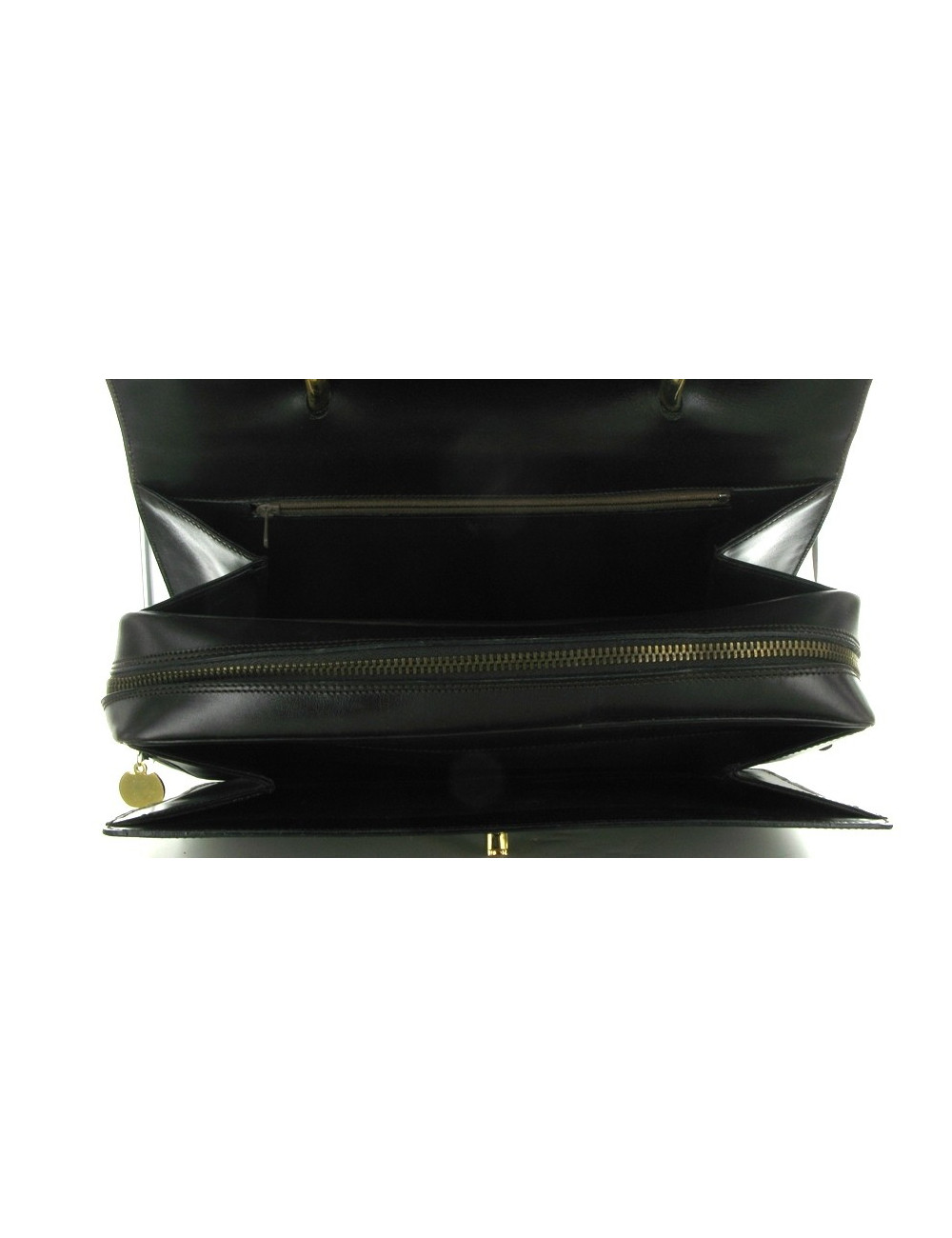 Sac CELINE vintage en cuir marron foncé porté main