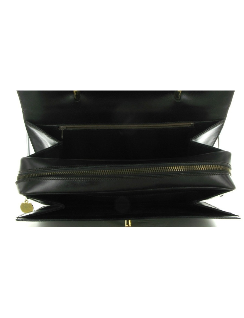 Sac CELINE vintage en cuir marron foncé porté main