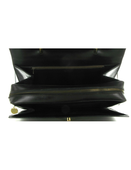 Sac CELINE vintage en cuir marron foncé porté main