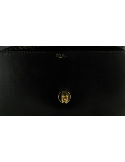 Sac CELINE vintage en cuir marron foncé porté main