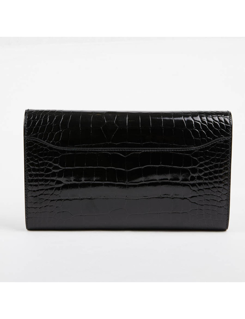 Pochette HERMES crocodile noir