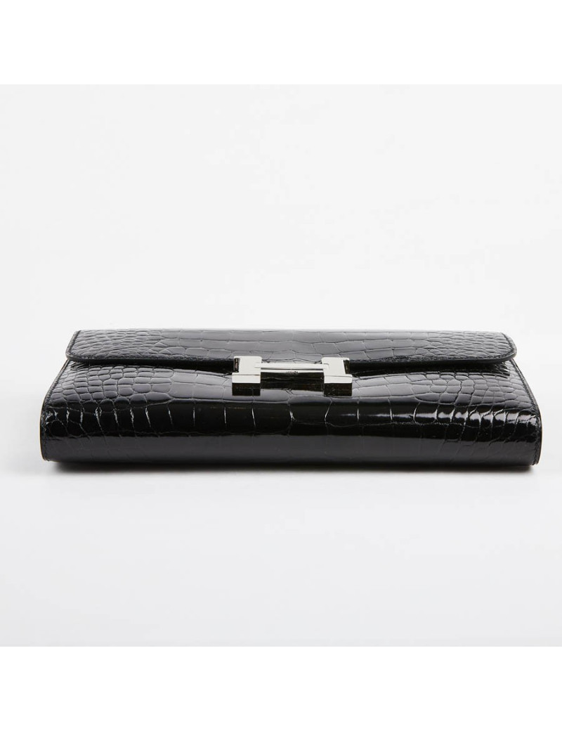 Pochette HERMES crocodile noir