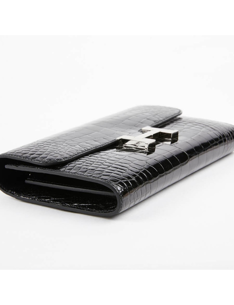 Pochette HERMES crocodile noir