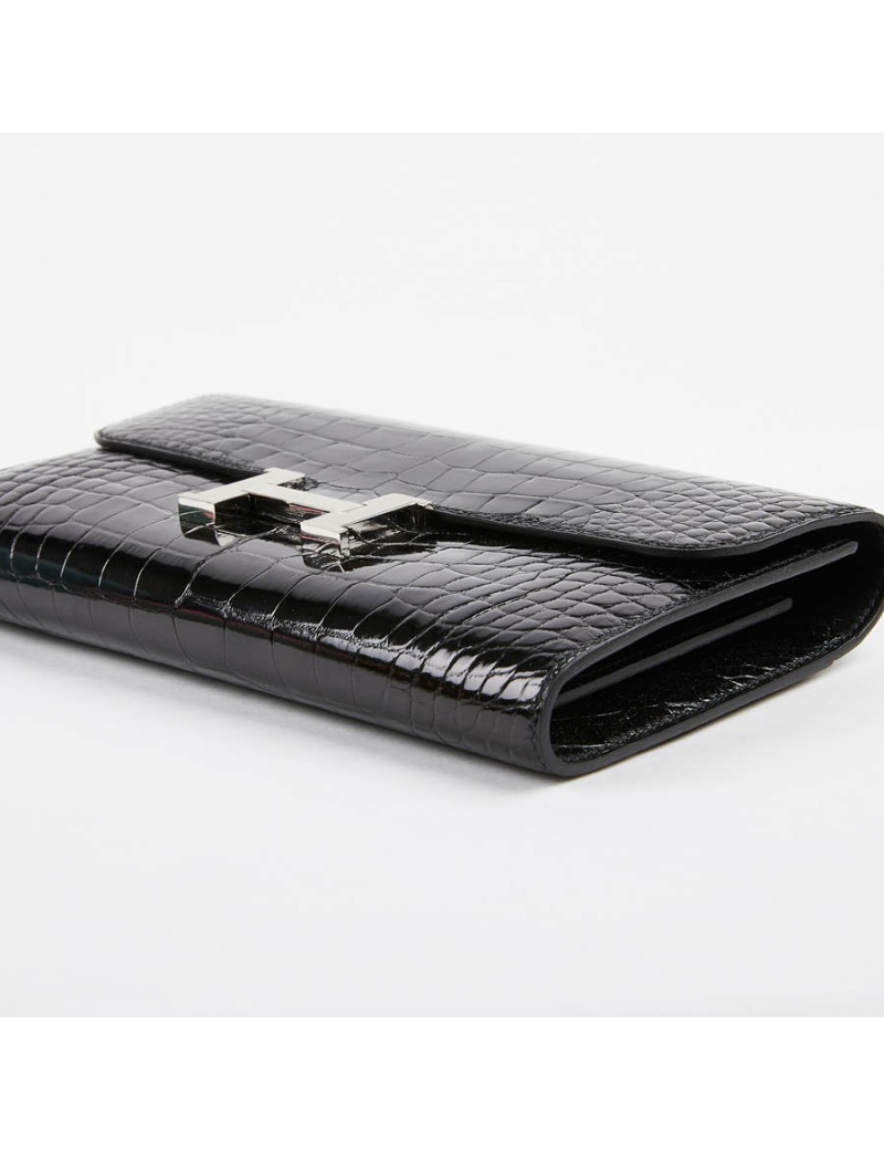 Pochette HERMES crocodile noir