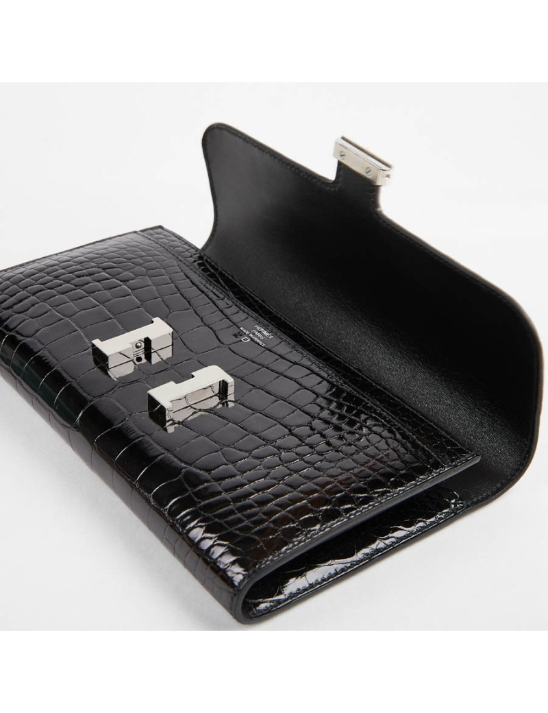Pochette HERMES crocodile noir
