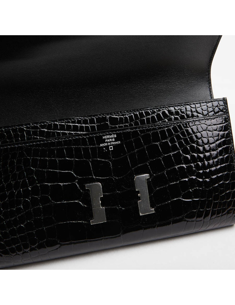 Pochette HERMES crocodile noir