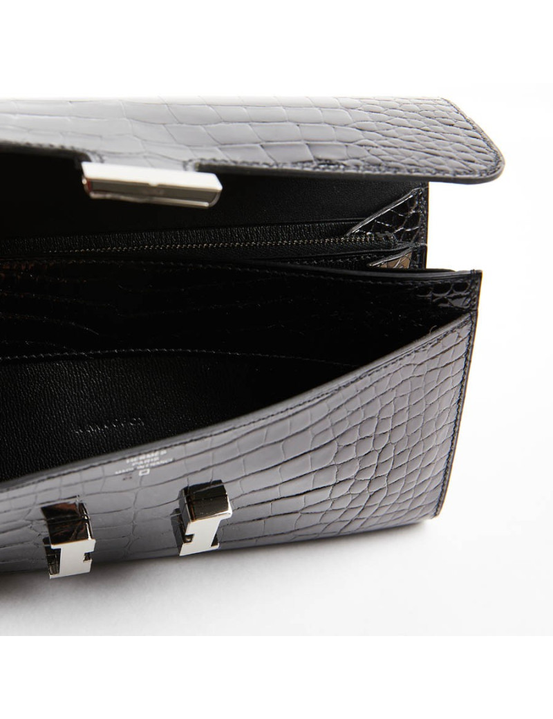 Pochette HERMES crocodile noir