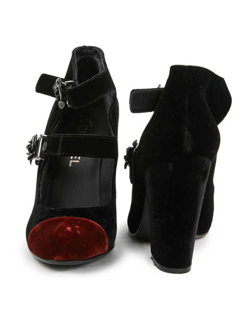 Escarpins CHANEL T 39.5 velours bicolore