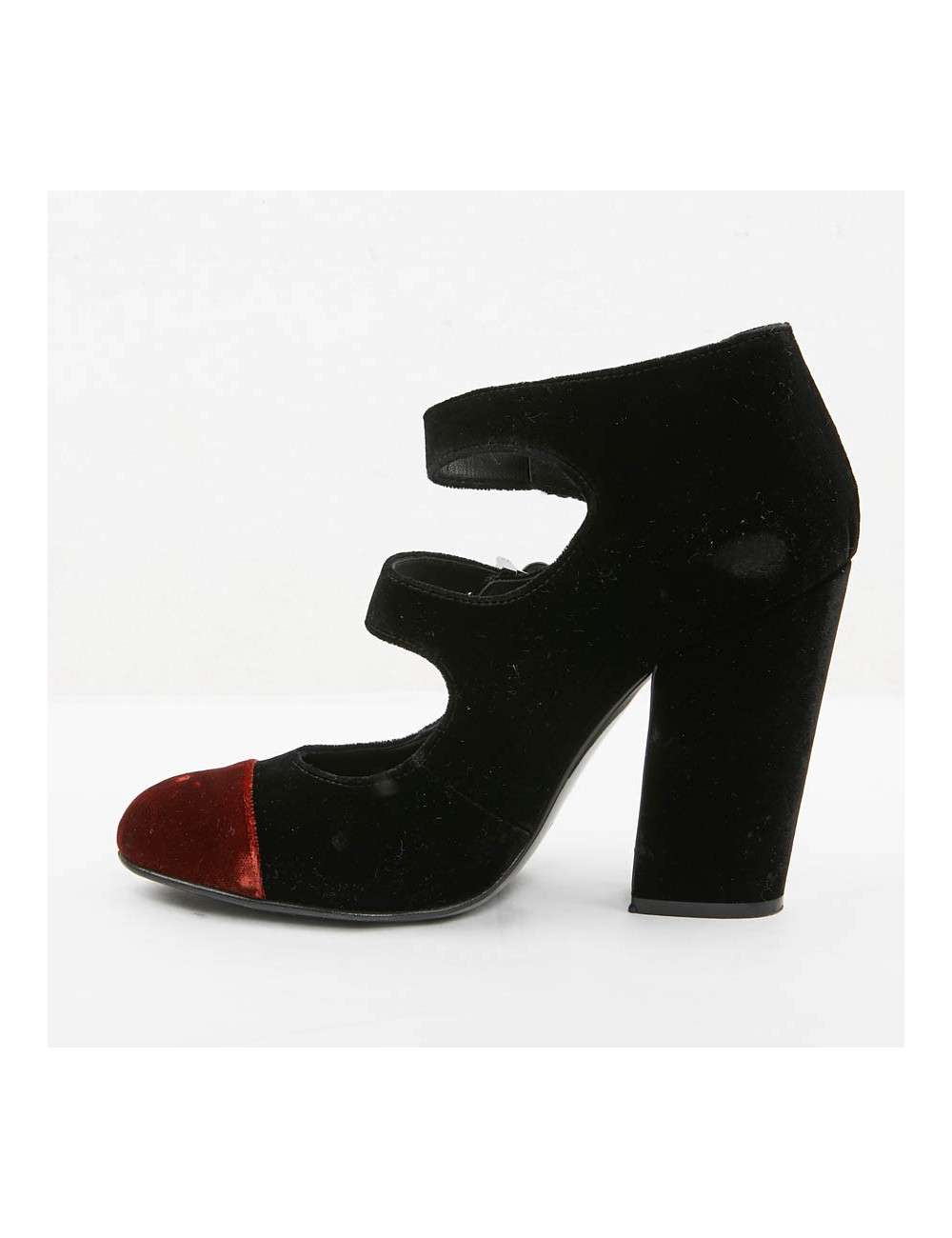 Escarpins CHANEL T 39.5 velours bicolore