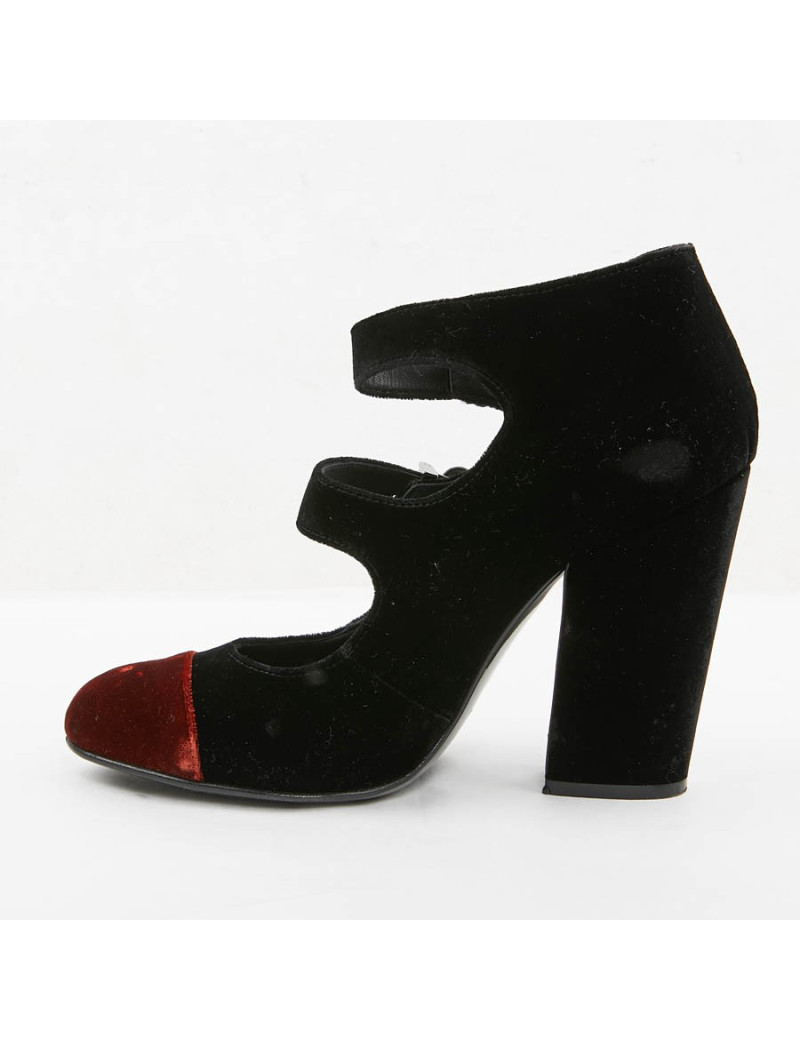 Escarpins CHANEL T 39.5 velours bicolore