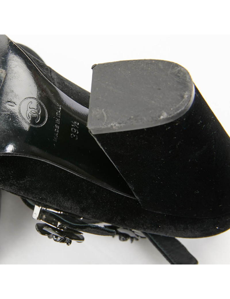 Escarpins CHANEL T 39.5 velours bicolore