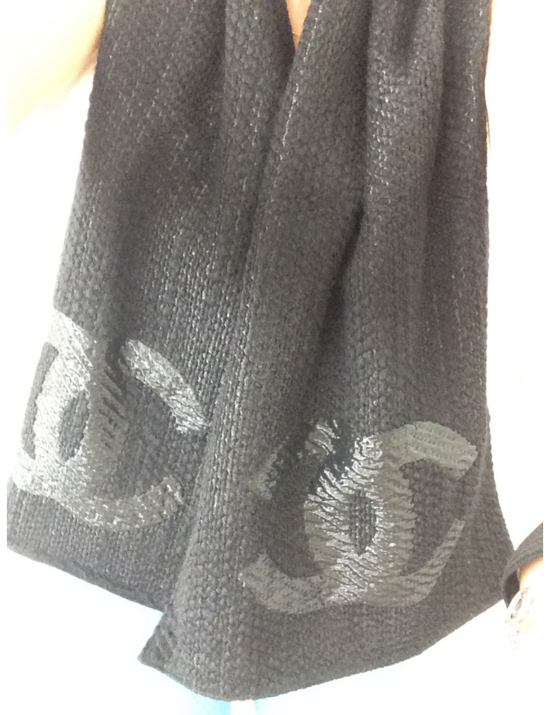 Écharpe CHANEL laine et lurex logo CC