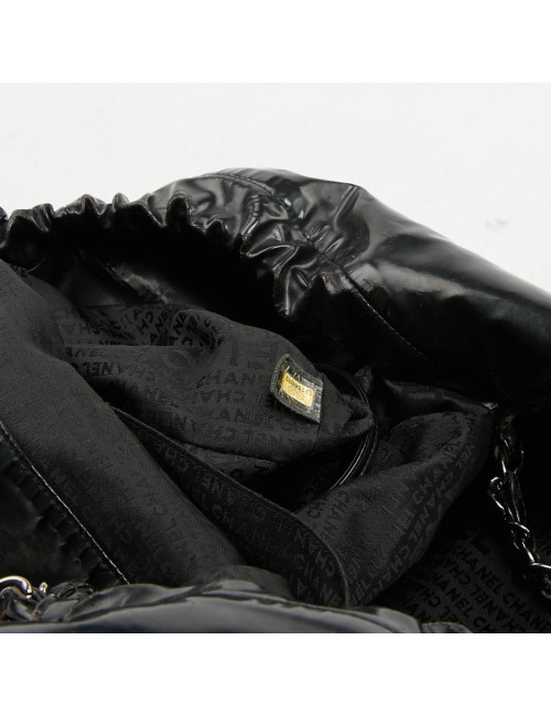 Sac cabas CHANEL cuir verni noir