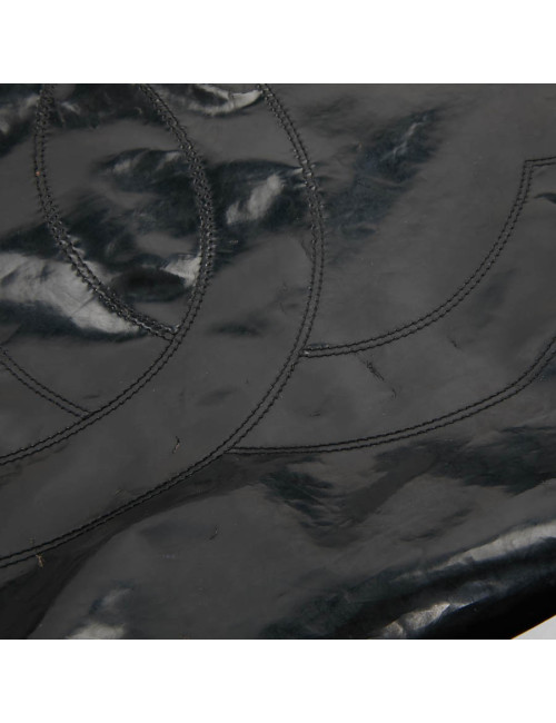 Sac cabas CHANEL cuir verni noir