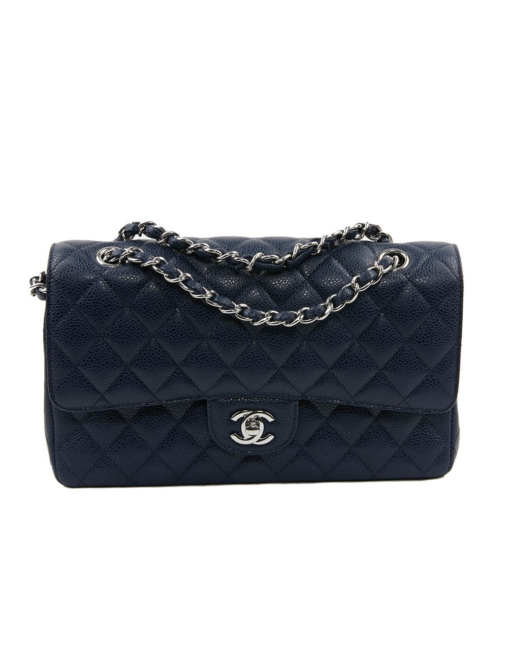 Sac Timeless CHANEL cuir caviar bleu 