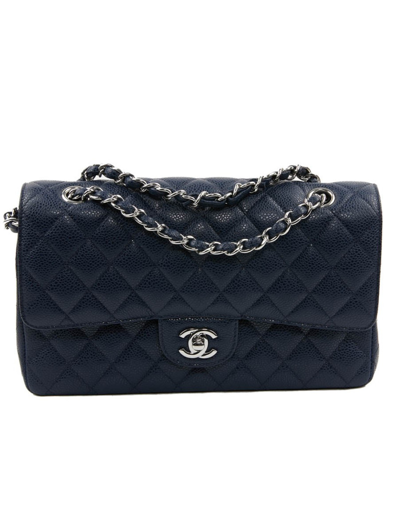 Timeless CHANEL cuir caviar bleu 