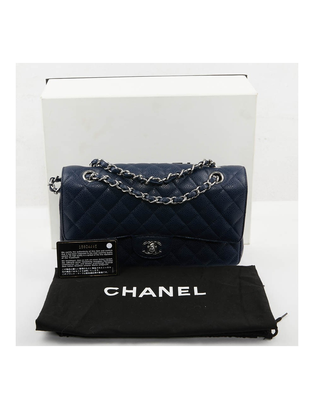 Sac Timeless CHANEL cuir caviar bleu 