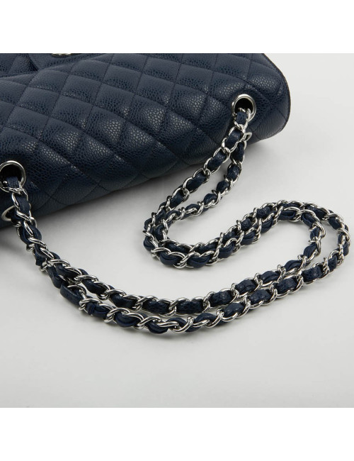 Sac Timeless CHANEL cuir caviar bleu 