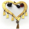 Coeur pendentif LACROIX vintage doré et charms