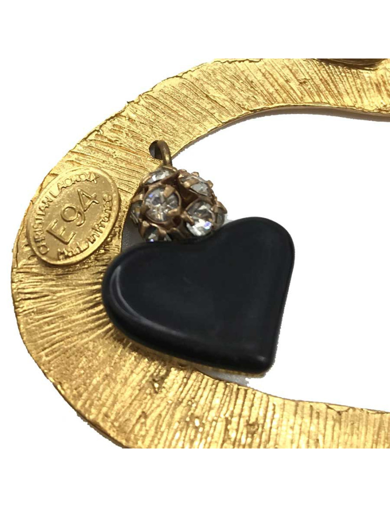 Coeur pendentif LACROIX vintage doré et charms
