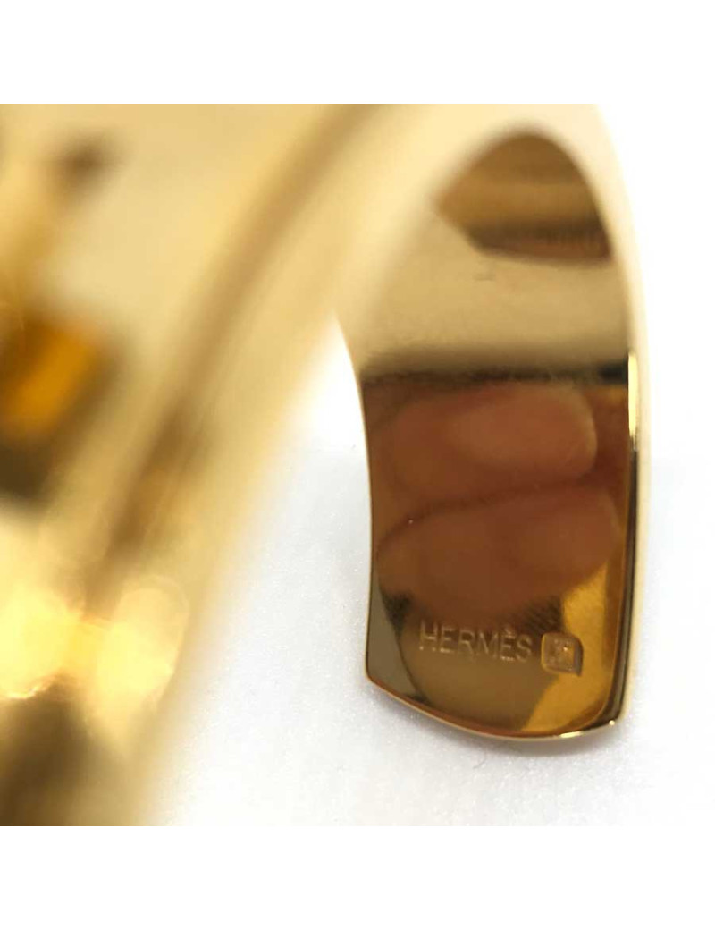 Bracelet Kelly HERMES blanc vintage métal et cuir