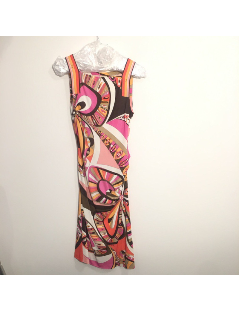 Robe EMILIO PUCCI T 38 FR motifs rose rouge orange