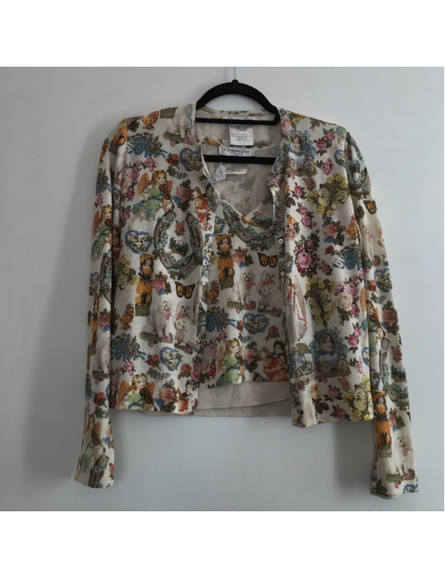 Ensemble CHRISTIAN DIOR haut et gilet motifs peintures