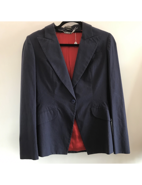 Veste ALEXANDER MCQUEEN T 44 en coton bleu marine avec lignes rouges et bleues