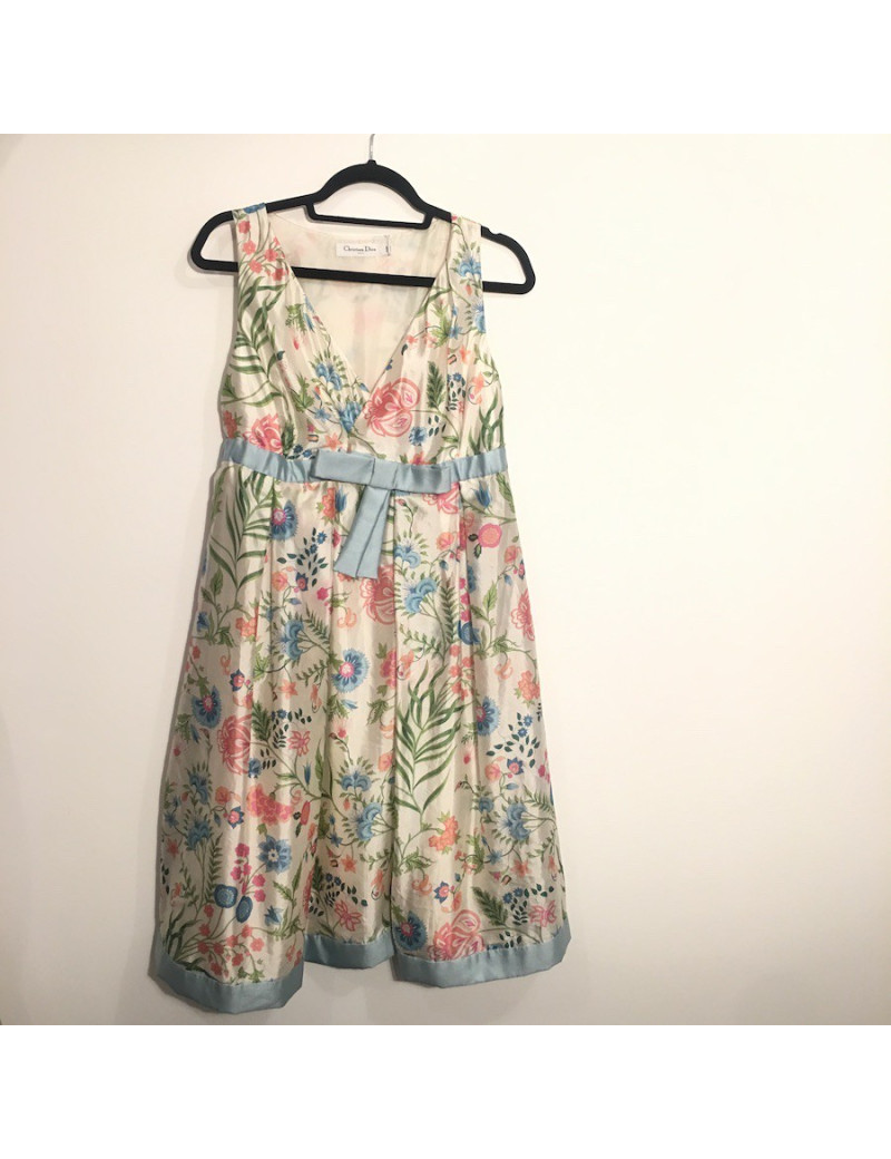 Robe T 36 CHRISTIAN DIOR en soie imprimés floraux