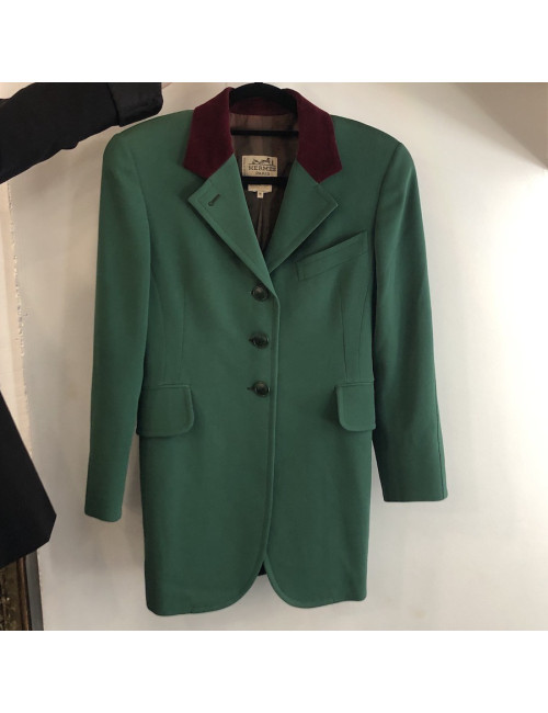 Vest d'équitation HERMES verte col bordeaux