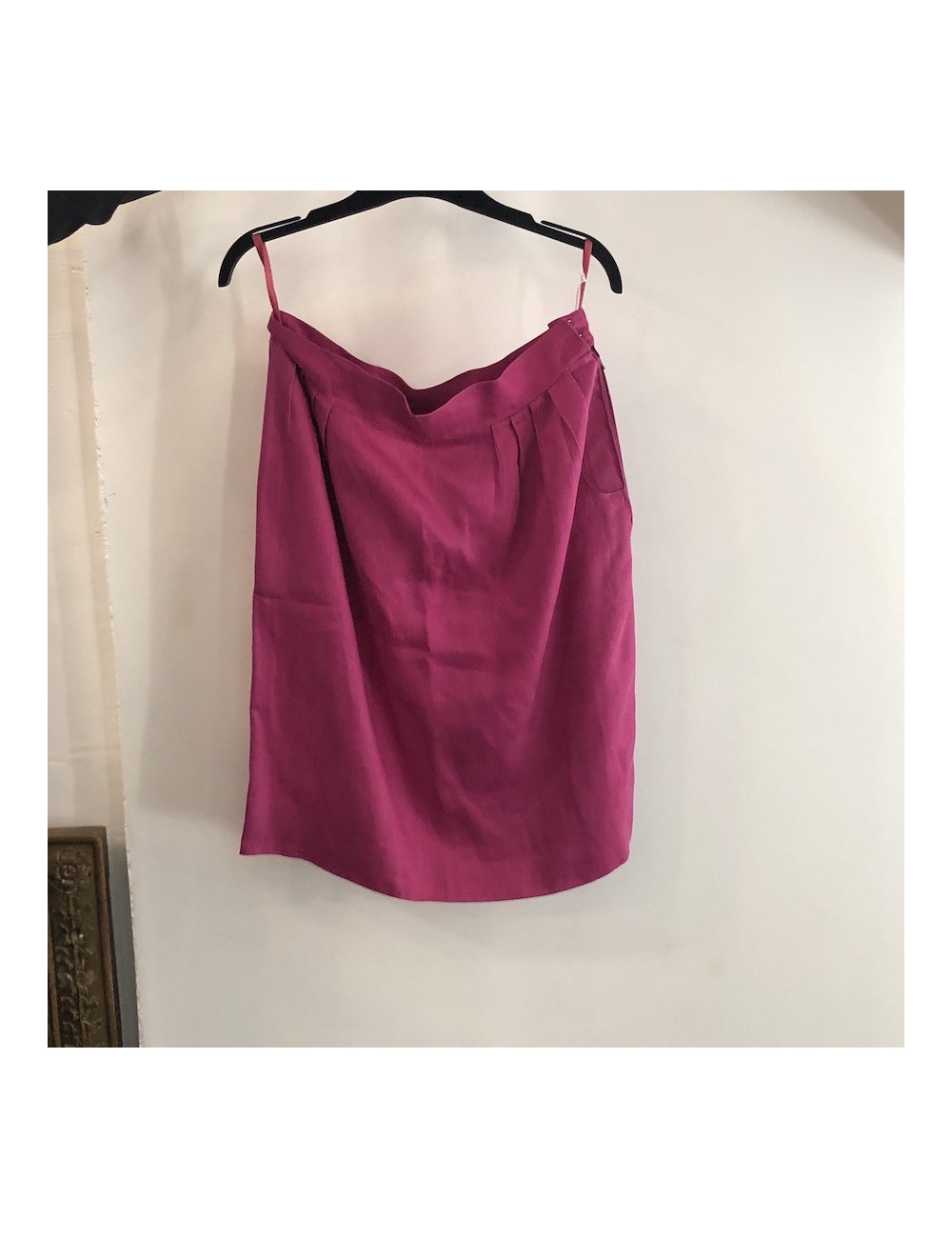 Jupe HERMES droite en lin fuchsia