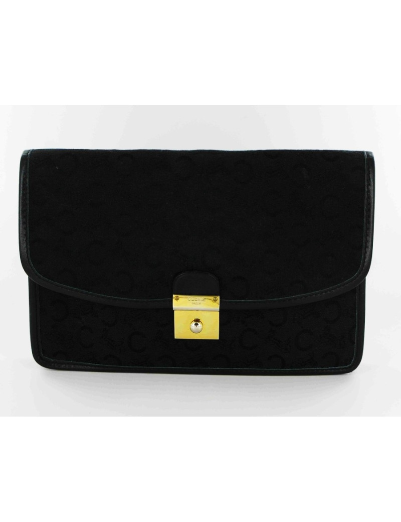 Pochette CELINE vintage noire en toile monogrammée
