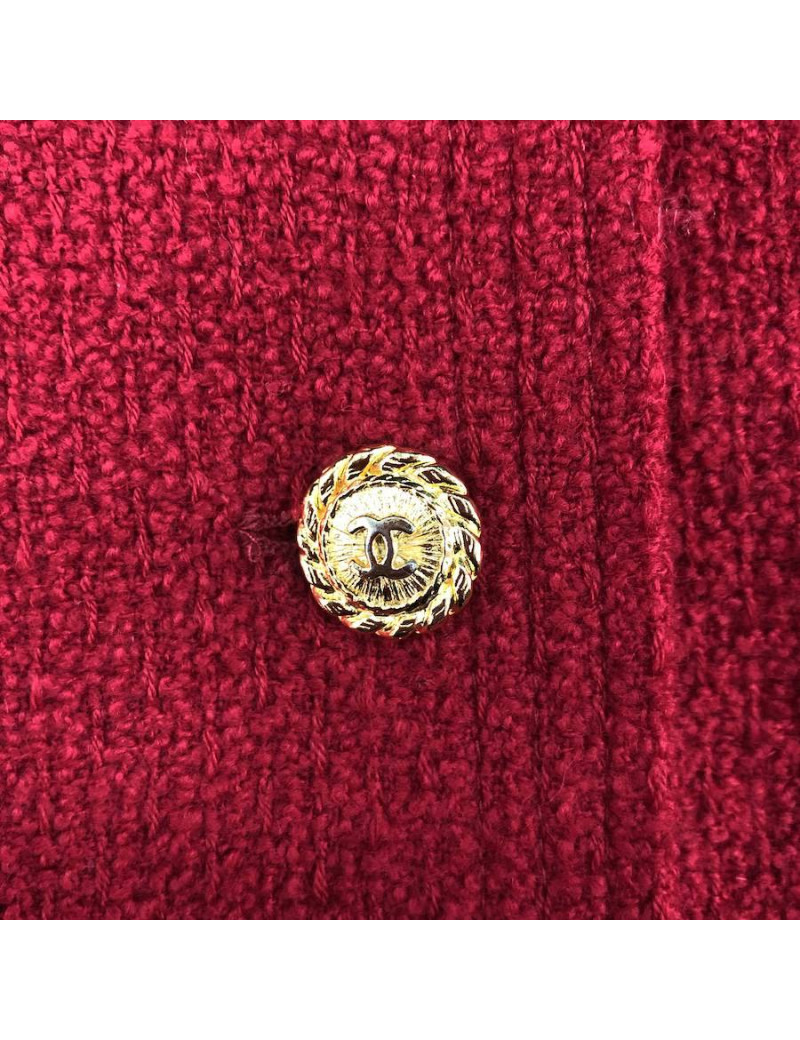 Veste croisée CHANEL tweed rouge T36