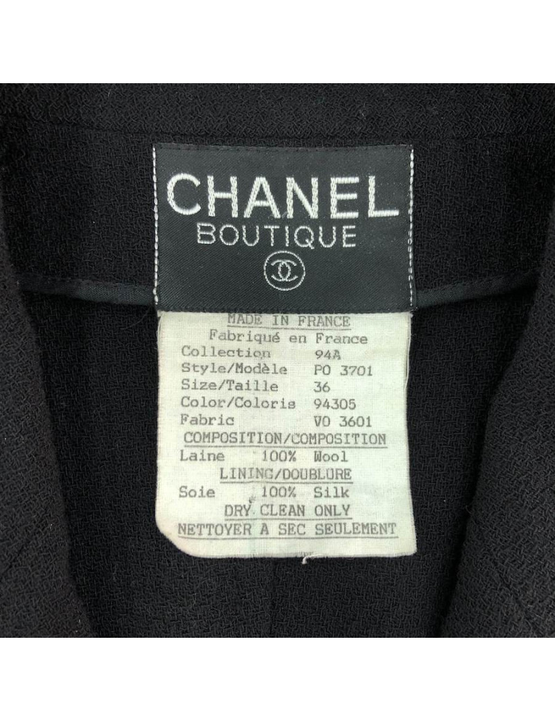 Veste longue Chanel noire