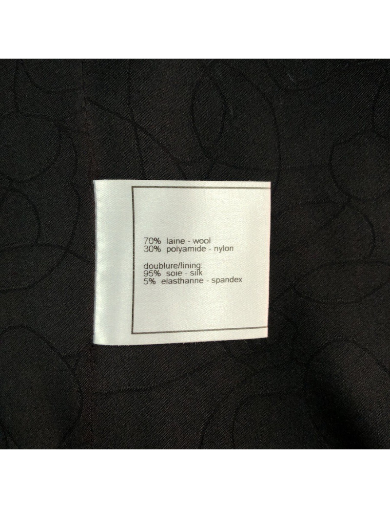 Veste T 36 CHANEL en tweed noir avec rayures blanches. Etiquette à l'intérieur noir