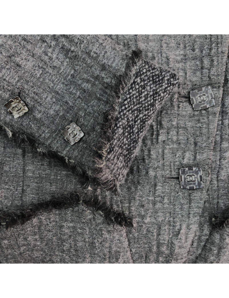 Vestes T36 CHANEL en tweed gris foncé avec deux boutons  sur le devant