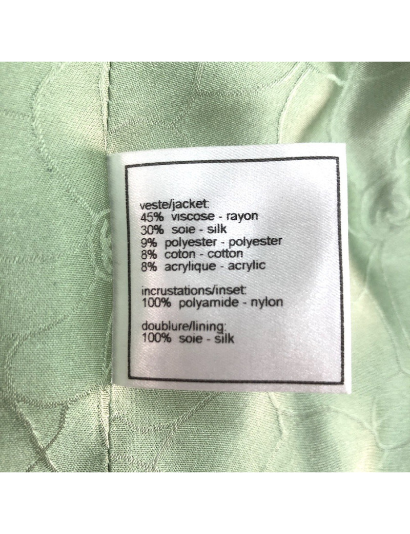 Veste T36 CHANEL en tweed vert, rose et marron