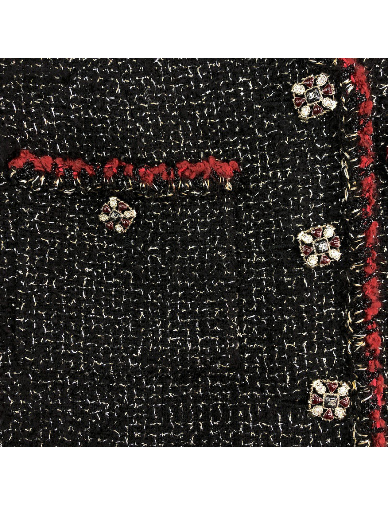 Veste 36 CHANEL tweed noir et fils dorés 