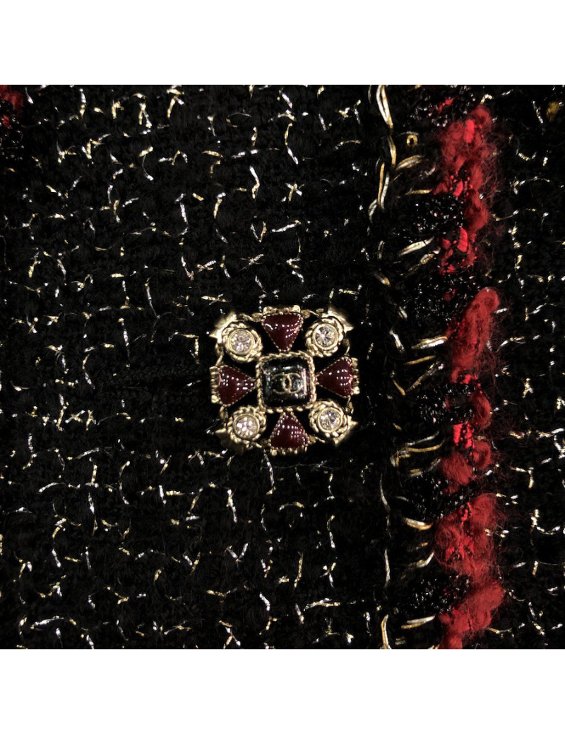 Veste 36 CHANEL tweed noir et fils dorés 