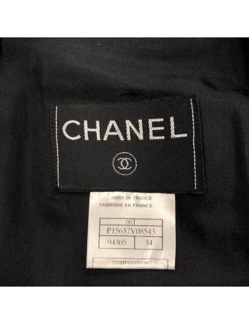 Veste T 34 CHANEL croisée laine noire