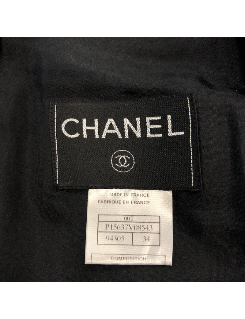 Veste T 34 CHANEL croisée  laine noire