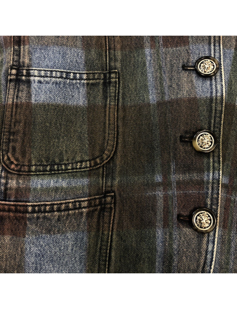 Veste T 36 CHANEL en toile denim à carreaux