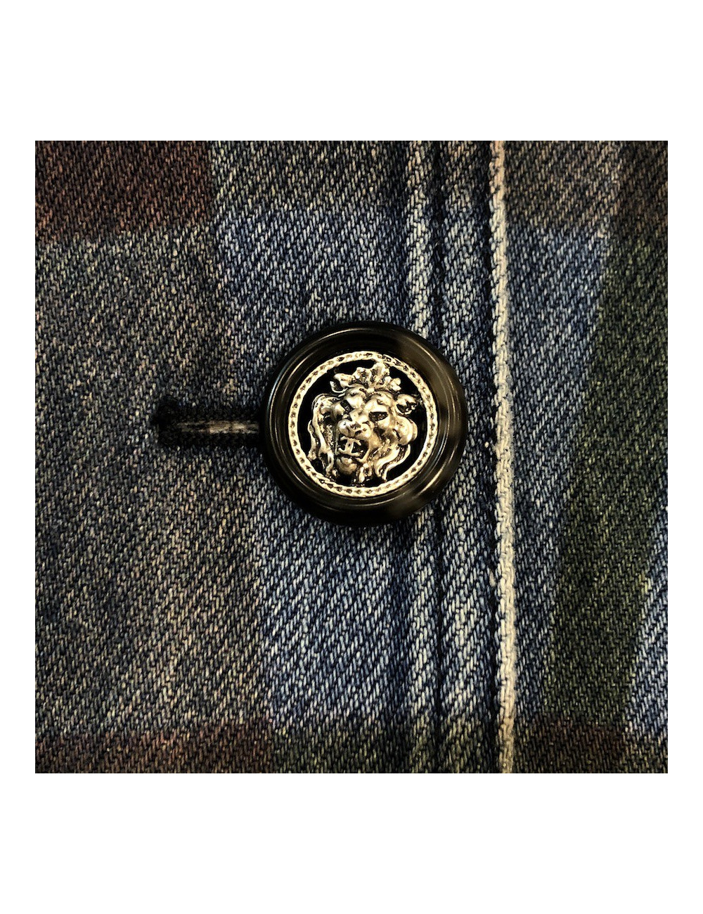 Veste T 36 CHANEL en toile denim à carreaux