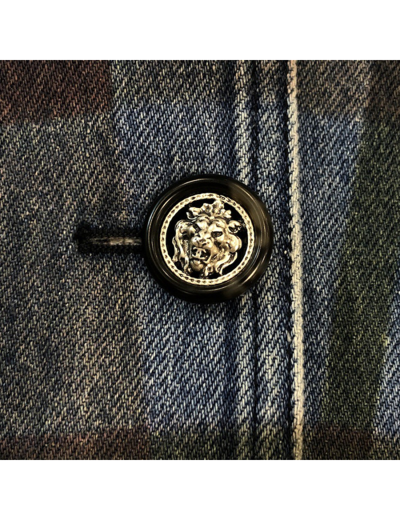 Veste T 36 CHANEL en toile denim à carreaux
