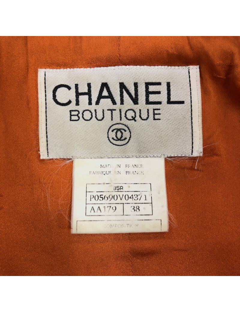 Veste T 38 CHANEL tweed corail Vintage