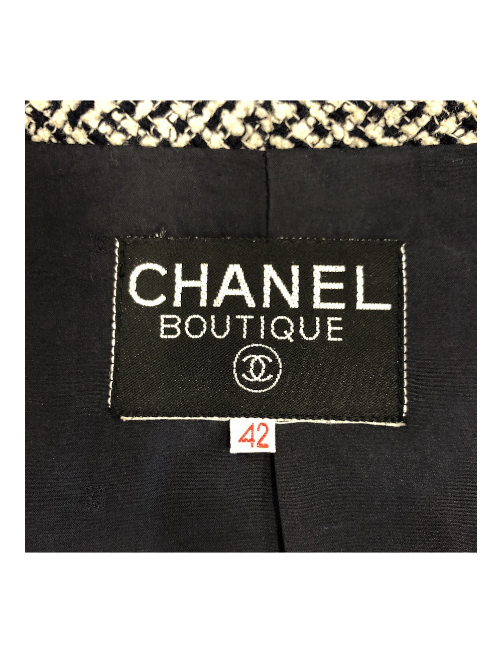 Veste Chanel tweed Blanc bleu T 42